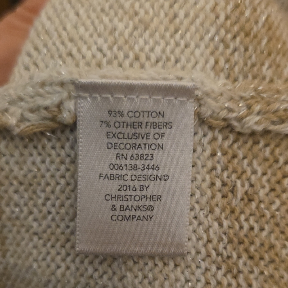CJ Banks Cream Knit Sweater - Picture 3 of 7